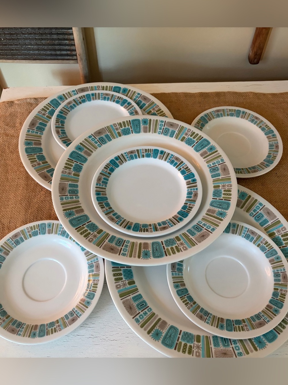Vintage MCM Texas-Ware Blue Mayan Pattern Melmac Dish Collection💙